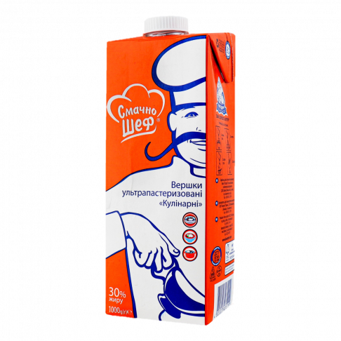 Вершки СМАЧНО ШЕФ ультрапастеризовані 30%, 1000г